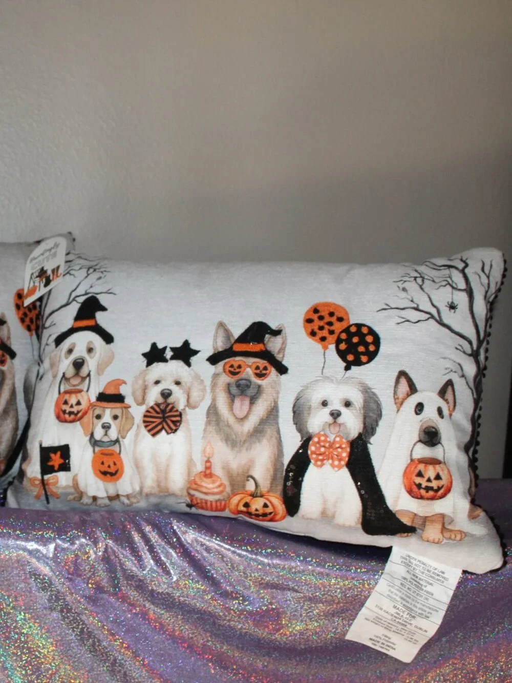 Halloween Dog Pillows Set of 2 with Sequins by Hauntingly Cute NWT